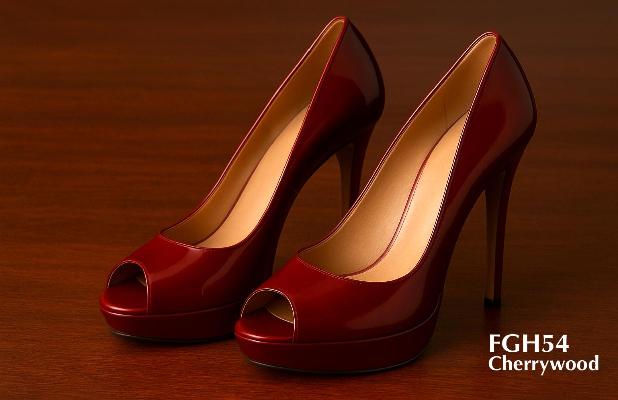 FGH54-Kirschholz-Peeptoe-Absätze-Schuh