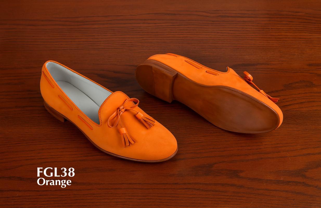 FGL38-Orange-Samt-Damen-Quasten-Slipper