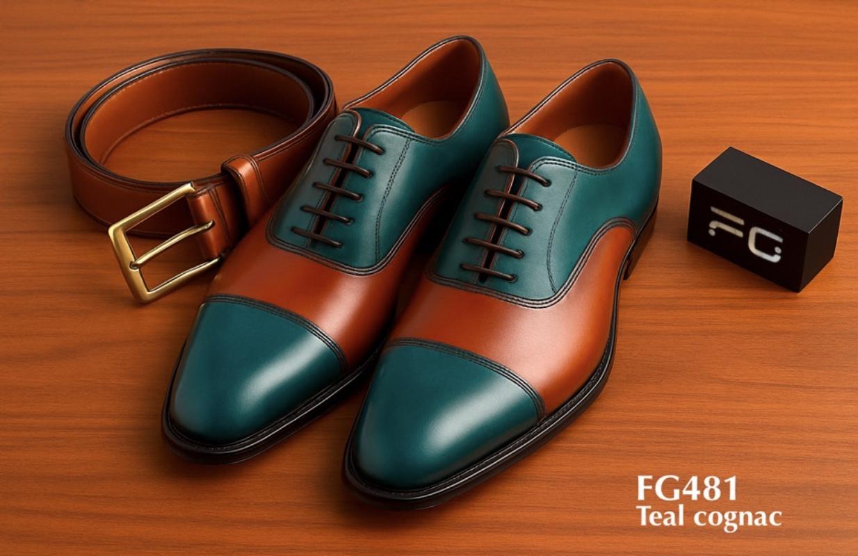 FG481-teal-cognac-schuh-passender-gürtel