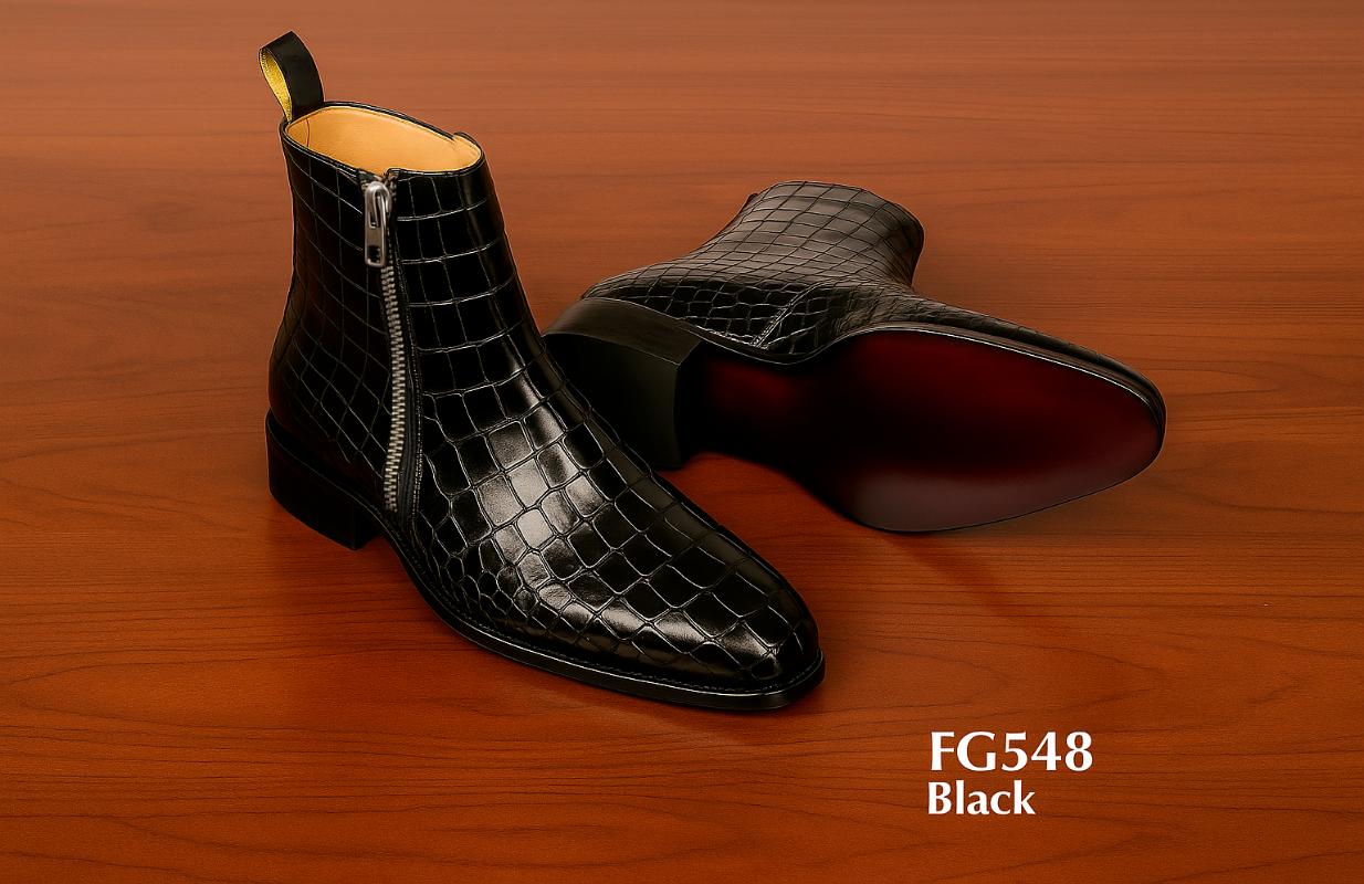FG548-Zipper-Kroko-Schwarz-Stiefel