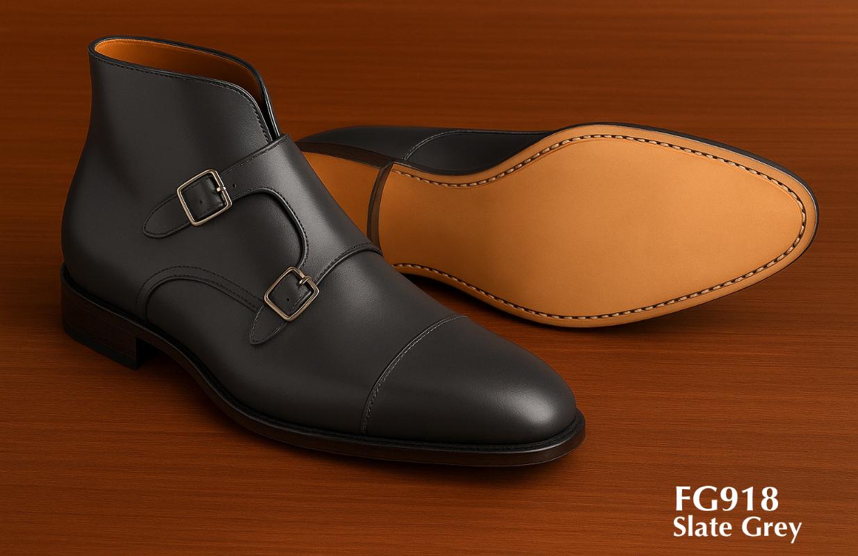 FG918-Schiefergraue Monk-Strap-Stiefel
