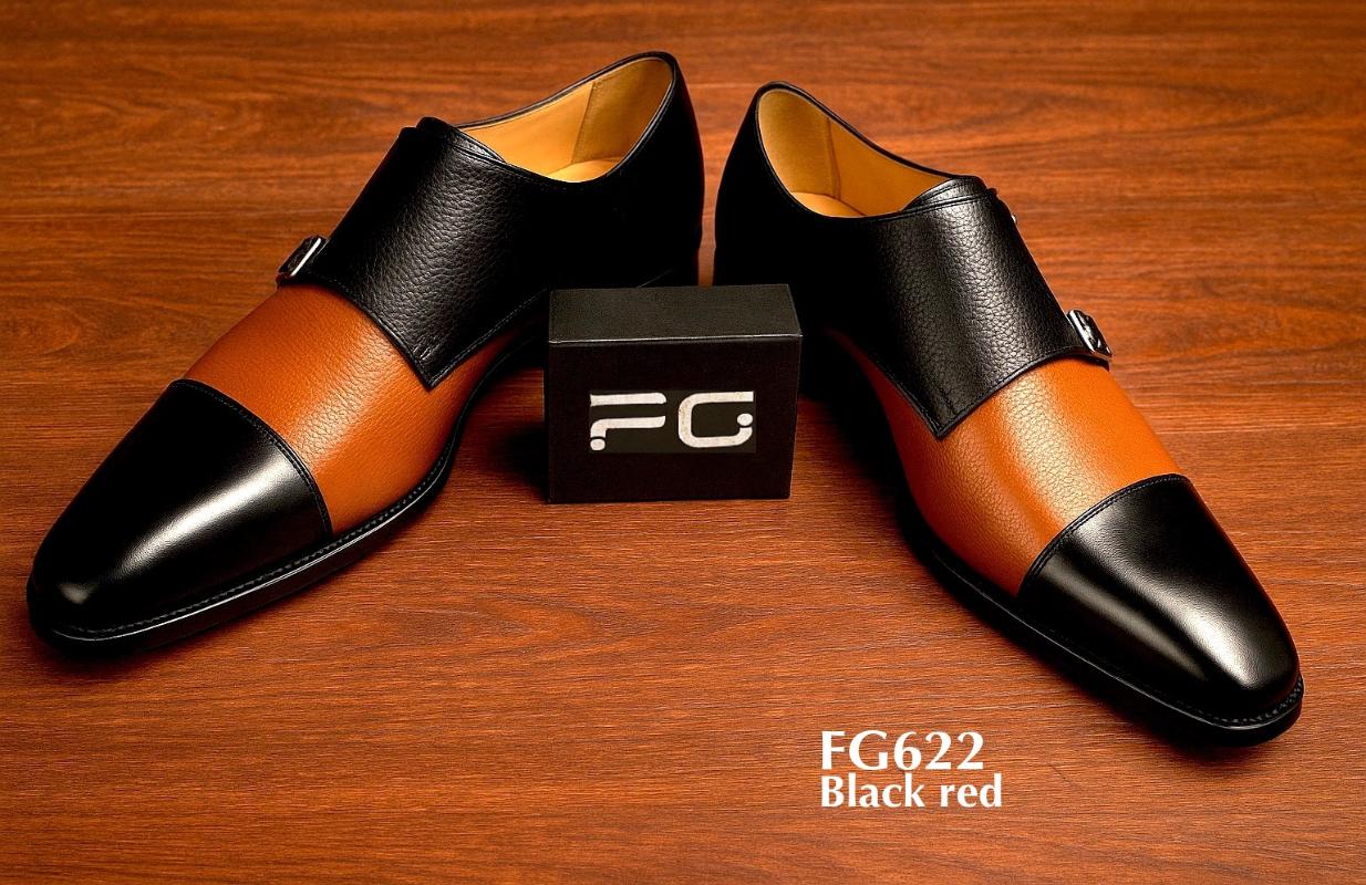 schwarz-rote Spectator Lederschuhe