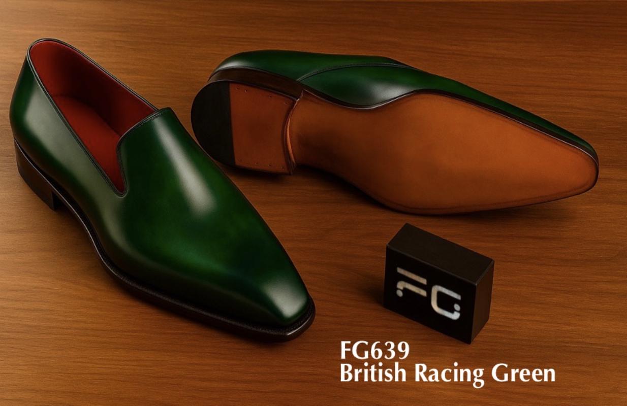 british racing green formeller Lederschuh