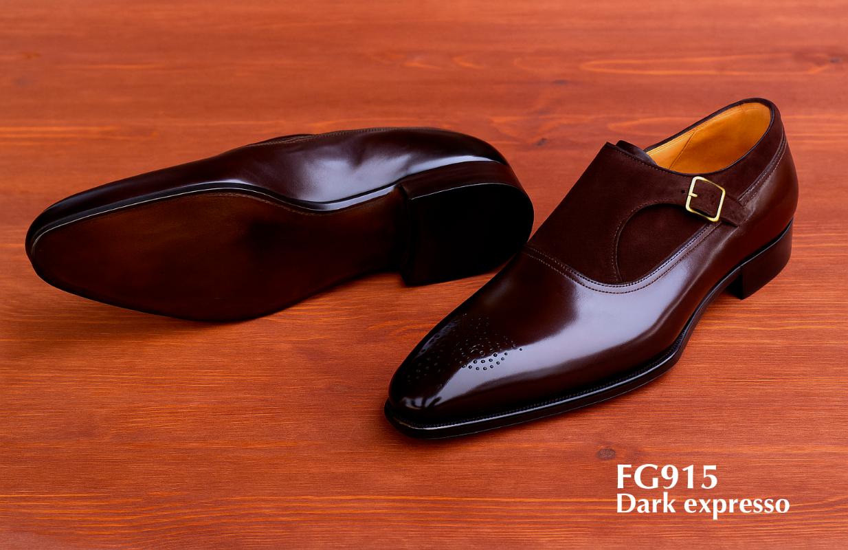 dunkler Espresso Monk Strap Lederschuh