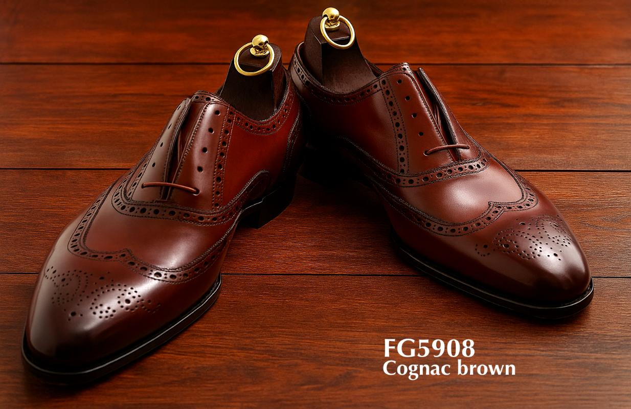 cognac braunes Voll-Brogue Rahmengenähtes Schuhwerk