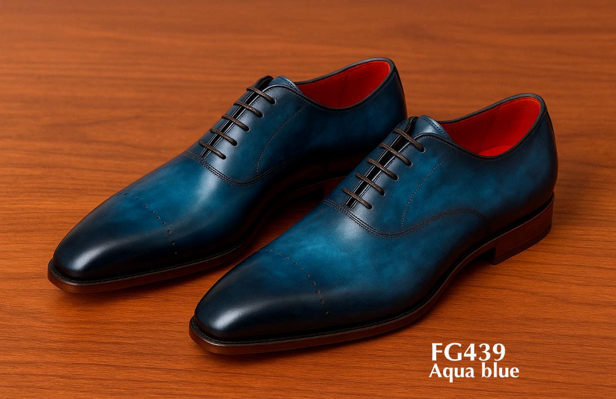 aqua-blauer Oxford zweifarbig Lederschuh