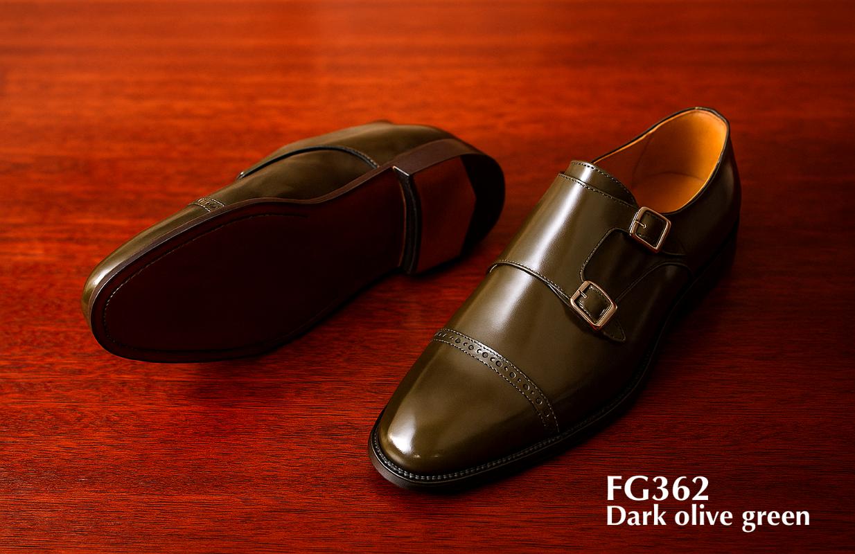 FG362-Monkstrap-Schuhe-Leder-glänzend-dunkel-olivegrün