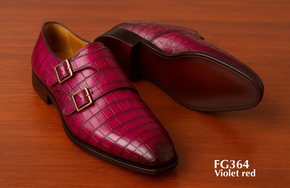 FG364-Monkstrap-Schuhe-aus-Kroko-Leder-violett-rot