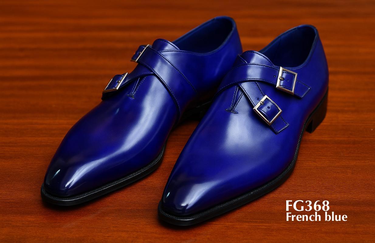 FG368-Monkstrap-Schuhe-Leder-bicolor-cross-hatch-französisch-blau
