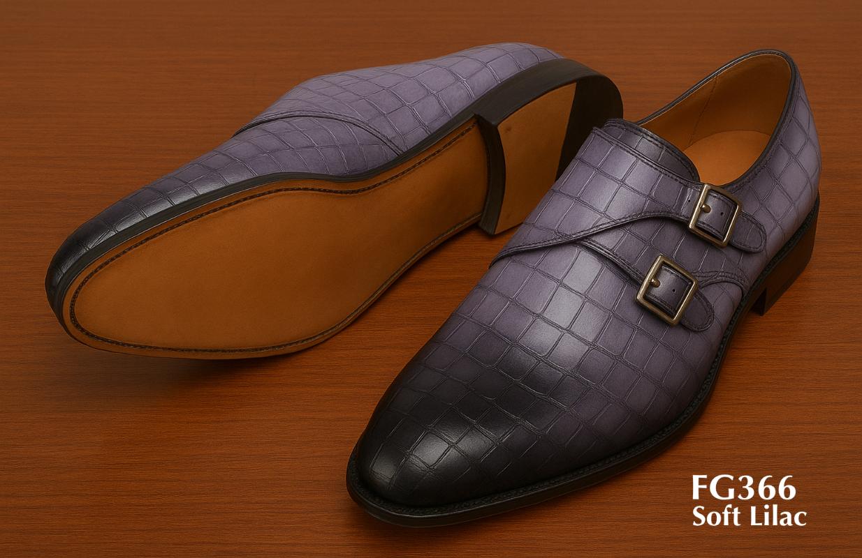 fg366-Monkstrap-Schuhe-Kroko-Leder-lila