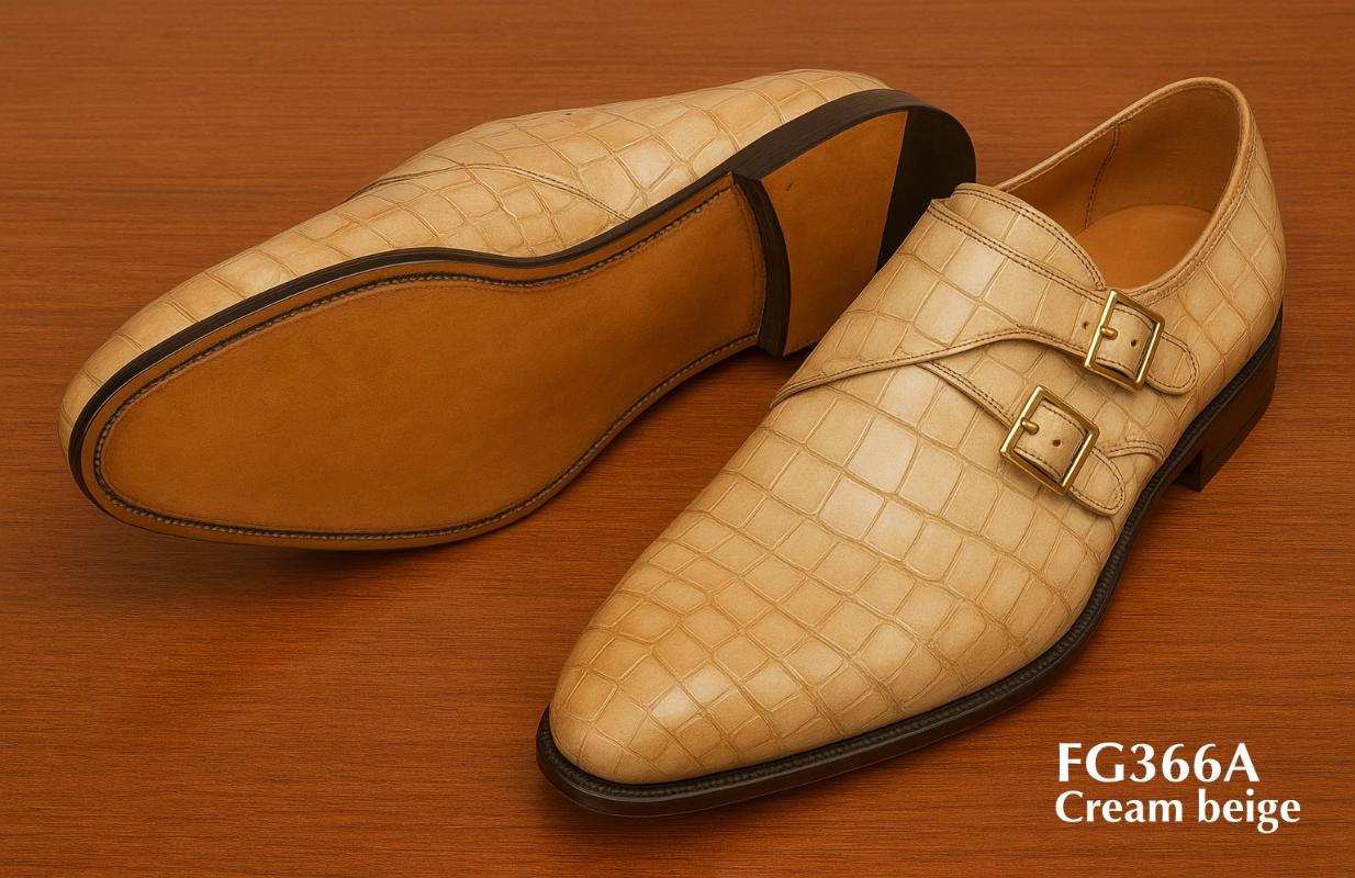 fg366a-Monkstrap-Schuhe-Kroko-Leder-creme-beige