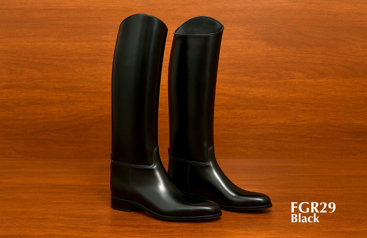 schwarze Lederreitstiefel